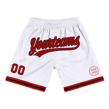 Load image into Gallery viewer, Custom White Red-Black Authentic Throwback Basketball Shorts
