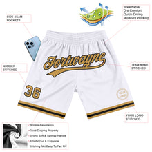 Load image into Gallery viewer, Custom White Old Gold-Black Authentic Throwback Basketball Shorts
