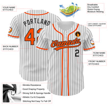 Load image into Gallery viewer, Custom White Black Pinstripe Orange Authentic Baseball Jersey
