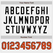 Load image into Gallery viewer, Custom White Black Pinstripe Orange Authentic Baseball Jersey
