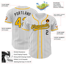 Load image into Gallery viewer, Custom White Black Pinstripe Gold Authentic Baseball Jersey
