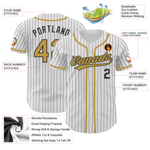 Load image into Gallery viewer, Custom White Black Pinstripe Old Gold Authentic Baseball Jersey

