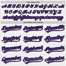 Load image into Gallery viewer, Custom White Black Pinstripe Purple Authentic Baseball Jersey
