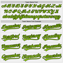 Load image into Gallery viewer, Custom White Black Pinstripe Neon Green Authentic Baseball Jersey
