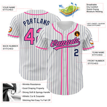 Load image into Gallery viewer, Custom White Navy Pinstripe Pink Authentic Baseball Jersey
