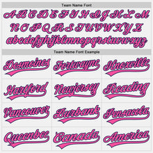 Load image into Gallery viewer, Custom White Navy Pinstripe Pink Authentic Baseball Jersey
