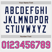Load image into Gallery viewer, Custom White Navy Pinstripe Pink Authentic Baseball Jersey
