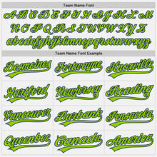 Load image into Gallery viewer, Custom White Navy Pinstripe Neon Green Authentic Baseball Jersey
