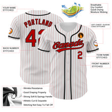 Load image into Gallery viewer, Custom White Red Pinstripe Red-Black Authentic Baseball Jersey
