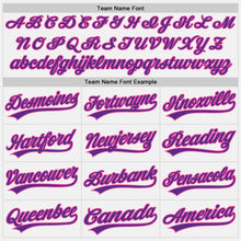Load image into Gallery viewer, Custom White Purple Pinstripe Pink Authentic Baseball Jersey
