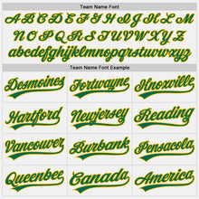 Load image into Gallery viewer, Custom White Kelly Green Pinstripe Gold Authentic Baseball Jersey

