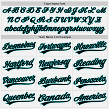 Load image into Gallery viewer, Custom White Teal Pinstripe Black Authentic Baseball Jersey
