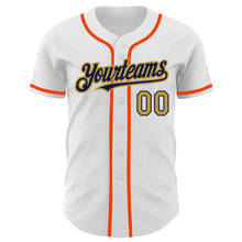 Load image into Gallery viewer, Custom White Old Gold Navy-Orange Authentic Baseball Jersey
