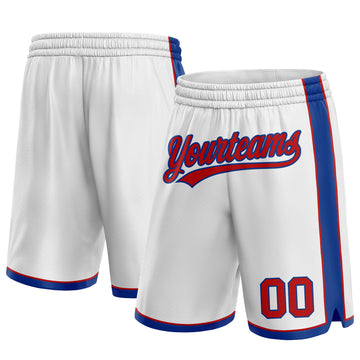 Custom White Red-Royal Authentic Basketball Shorts