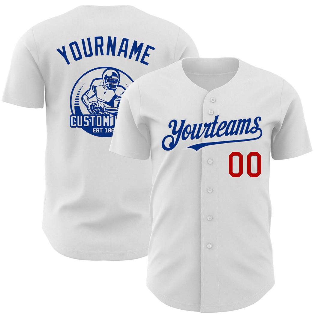 Custom White Red-Royal Authentic Baseball Jersey