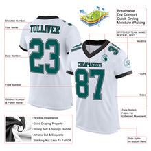 Load image into Gallery viewer, Custom White Midnight Green-Black Mesh Authentic Football Jersey
