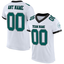 Load image into Gallery viewer, Custom White Midnight Green-Black Mesh Authentic Football Jersey
