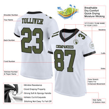 Load image into Gallery viewer, Custom White Olive-Black Mesh Authentic Football Jersey
