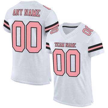Custom White Medium Pink-Black Mesh Authentic Football Jersey