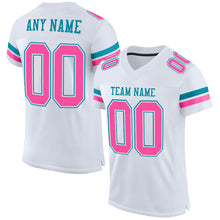 Load image into Gallery viewer, Custom White Pink-Teal Mesh Authentic Football Jersey
