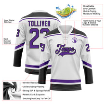 Load image into Gallery viewer, Custom White Purple-Black Hockey Lace Neck Jersey
