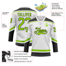 Load image into Gallery viewer, Custom White Neon Green-Black Hockey Lace Neck Jersey
