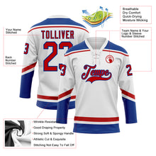 Load image into Gallery viewer, Custom White Red-Royal Hockey Lace Neck Jersey
