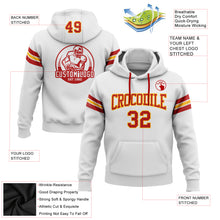 Load image into Gallery viewer, Custom Stitched White Red-Gold Football Pullover Sweatshirt Hoodie
