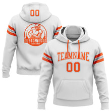 Load image into Gallery viewer, Custom Stitched White Orange-Gray Football Pullover Sweatshirt Hoodie

