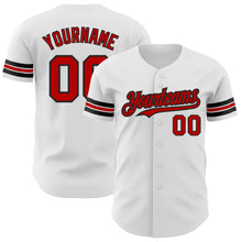 Load image into Gallery viewer, Custom White Red-Black Authentic Baseball Jersey
