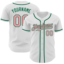 Load image into Gallery viewer, Custom White Medium Pink-Kelly Green Authentic Baseball Jersey
