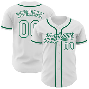 Custom White Kelly Green Authentic Baseball Jersey