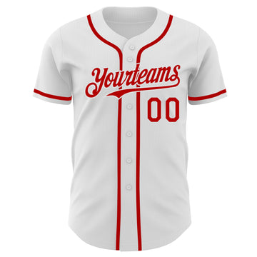 Custom White Red Authentic Baseball Jersey