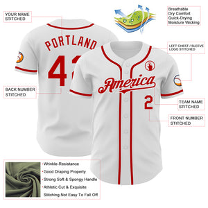 Custom White Red Authentic Baseball Jersey