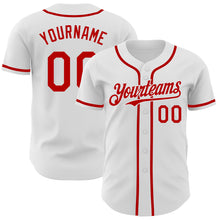 Load image into Gallery viewer, Custom White Red Authentic Baseball Jersey
