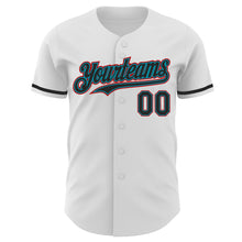 Load image into Gallery viewer, Custom White Black Teal-Red Authentic Baseball Jersey
