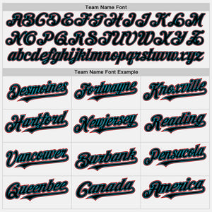 Custom White Black Teal-Red Authentic Baseball Jersey