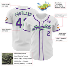 Load image into Gallery viewer, Custom White Purple-Pea Green Authentic Baseball Jersey
