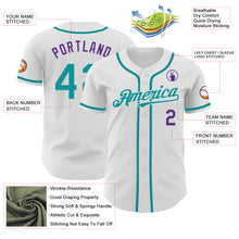 Load image into Gallery viewer, Custom White Teal-Purple Authentic Baseball Jersey
