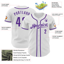 Load image into Gallery viewer, Custom White Purple Authentic Baseball Jersey
