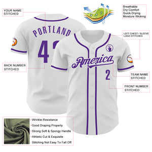 Custom White Purple Authentic Baseball Jersey