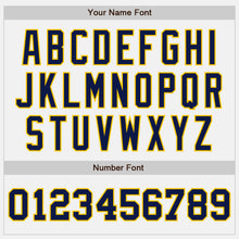 Load image into Gallery viewer, Custom White Navy Pinstripe Yellow Authentic Baseball Jersey
