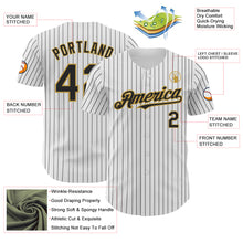 Load image into Gallery viewer, Custom White Black Pinstripe Old Gold Authentic Baseball Jersey
