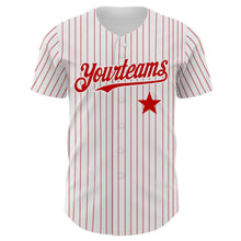 Load image into Gallery viewer, Custom White Red Pinstripe Authentic Red Star Baseball Jersey
