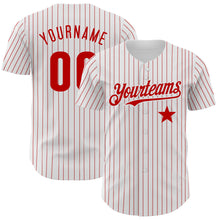 Load image into Gallery viewer, Custom White Red Pinstripe Authentic Red Star Baseball Jersey
