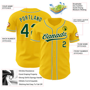 Custom Yellow Green-White Authentic Baseball Jersey