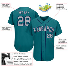 Load image into Gallery viewer, Custom Teal Gray-Navy Authentic Baseball Jersey
