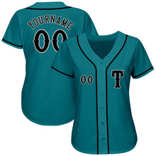 Load image into Gallery viewer, Custom Teal Black-Gray Authentic Baseball Jersey

