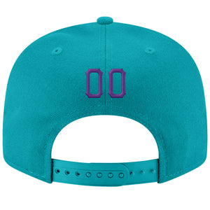 Custom Aqua Purple-White Stitched Adjustable Snapback Hat