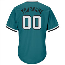 Load image into Gallery viewer, Custom Aqua White-Black Authentic Throwback Rib-Knit Baseball Jersey Shirt
